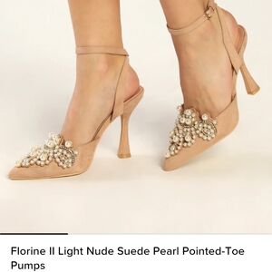 Lulus Florine II Light Nude Suede Pearl Pumps
